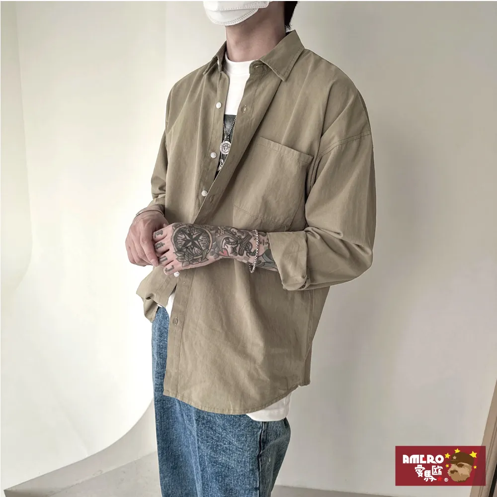 【AMERO】男裝 水洗素面長袖襯衫:編號t-68093 歷史價格詳細信息
