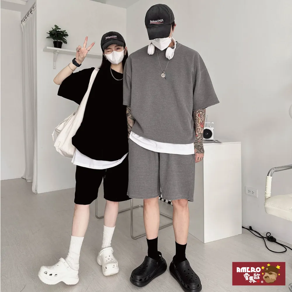 【AMERO】男女裝 水洗圓領短袖T恤 英文印花 寬鬆 落肩 情侶裝 歷史價格詳細信息