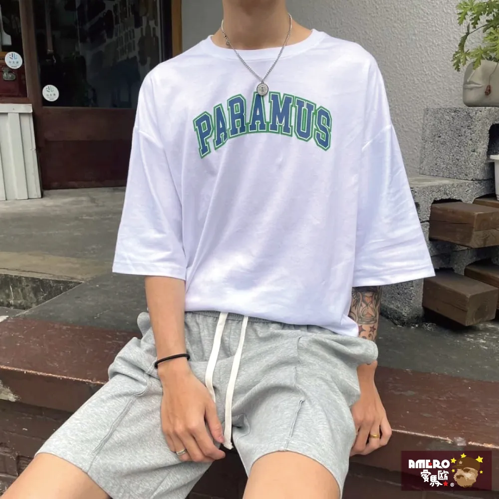 【AMERO】男女裝 圓領短袖T恤 發泡英文字印花 寬鬆 落肩 情侶裝 歷史價格詳細信息