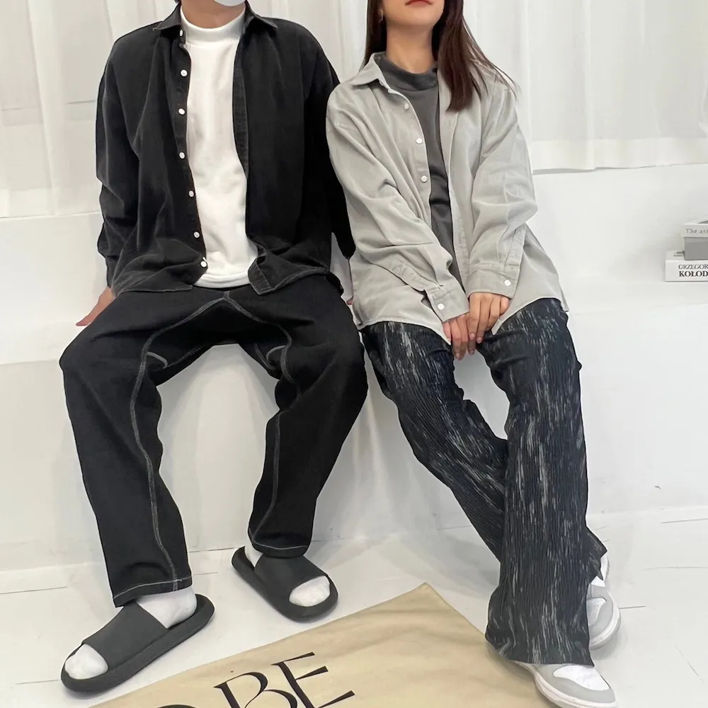 【AMERO】男裝 女裝 寬鬆牛仔褲 抽繩鬆緊帶褲頭 情侶裝 歷史價格詳細信息