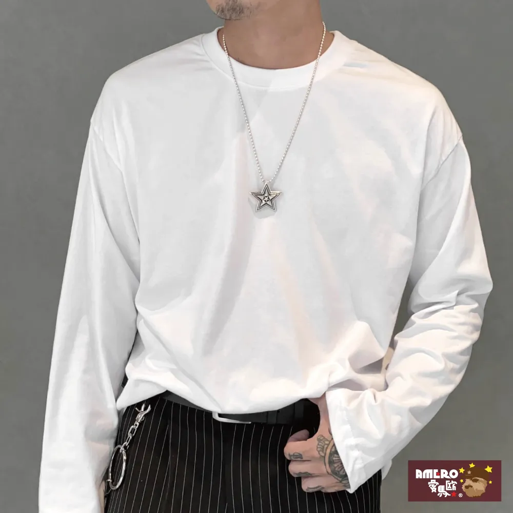 【AMERO】男裝 女裝 圓領長袖T恤 反車線設計 寬鬆版型 大學T 情侶裝 歷史價格詳細信息