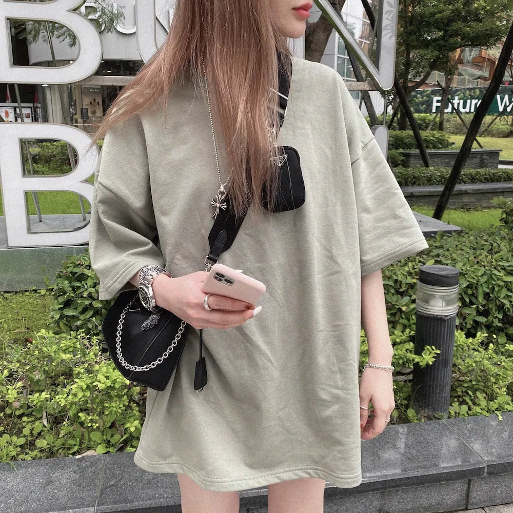 【AMERO】男女裝 圓領短袖T恤 素面 開衩 落肩款 五分袖 情侶裝 歷史價格詳細信息