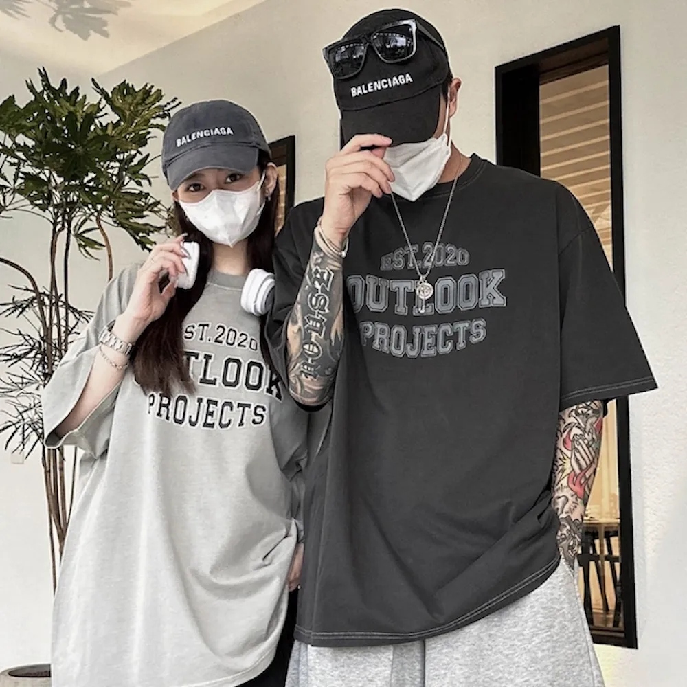 【AMERO】男女裝 水洗圓領短袖T恤 英文印花 寬鬆 落肩 情侶裝 歷史價格詳細信息