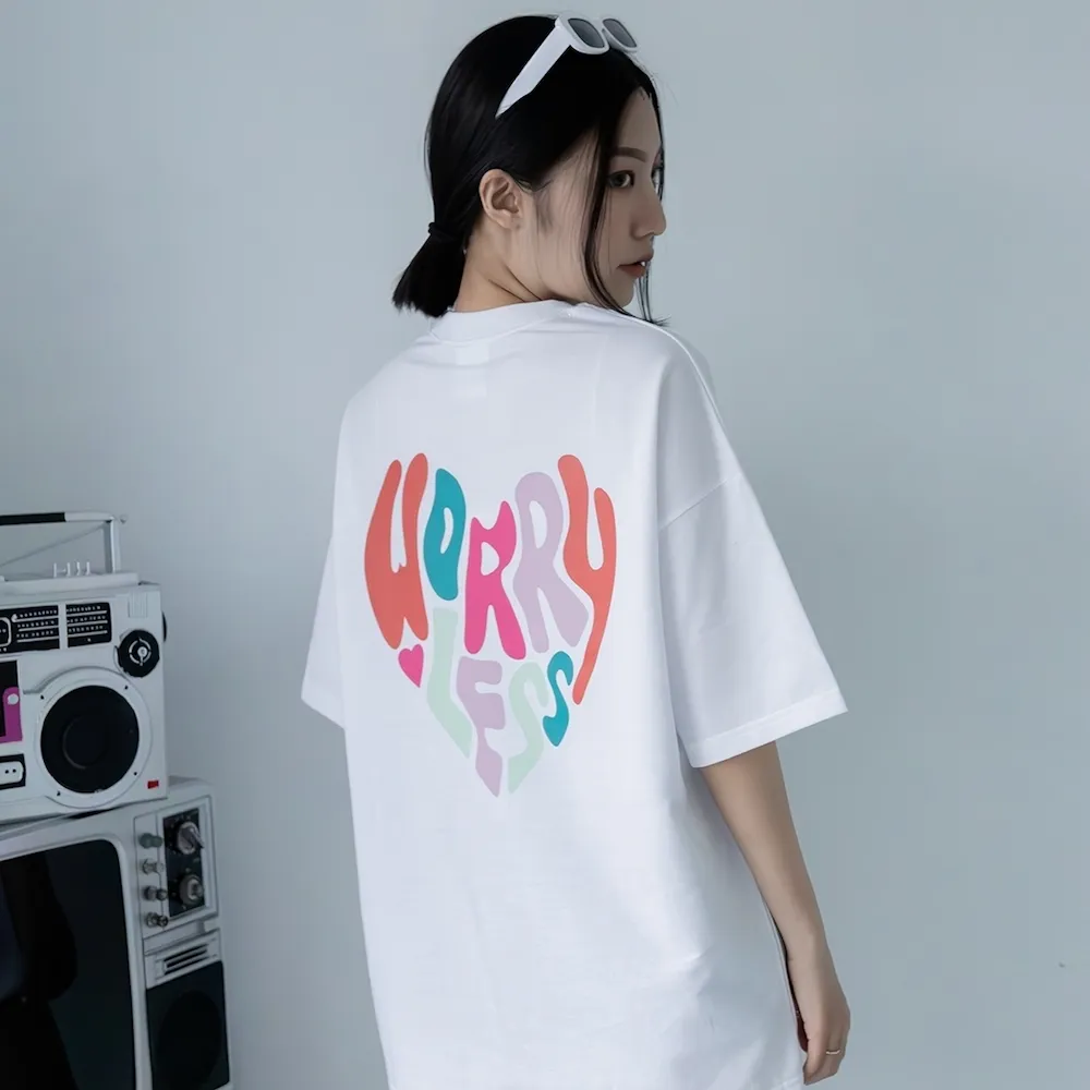 愛心印花 寬鬆 情侶T恤 情侶裝 日系 短袖 男女同款 春夏 韓版 五分袖T恤 T恤 休閒 歷史價格詳細信息