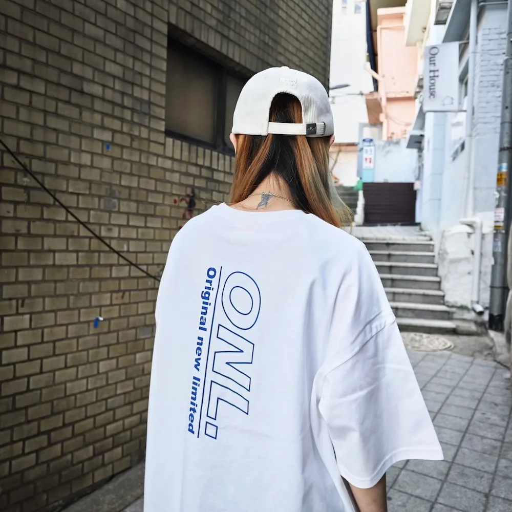 【AMERO】男女裝 圓領短袖T恤 英文標語印花 寬鬆 落肩 情侶裝 歷史價格詳細信息