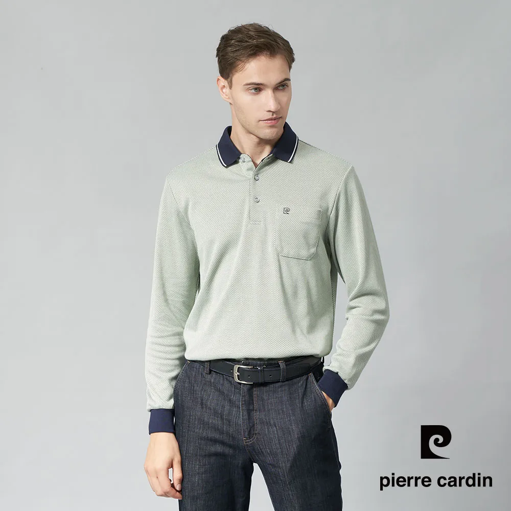 【pierre cardin 皮爾卡登】 男裝緹花素面長袖polo衫水藍 (5205204-35) 歷史價格詳細信息
