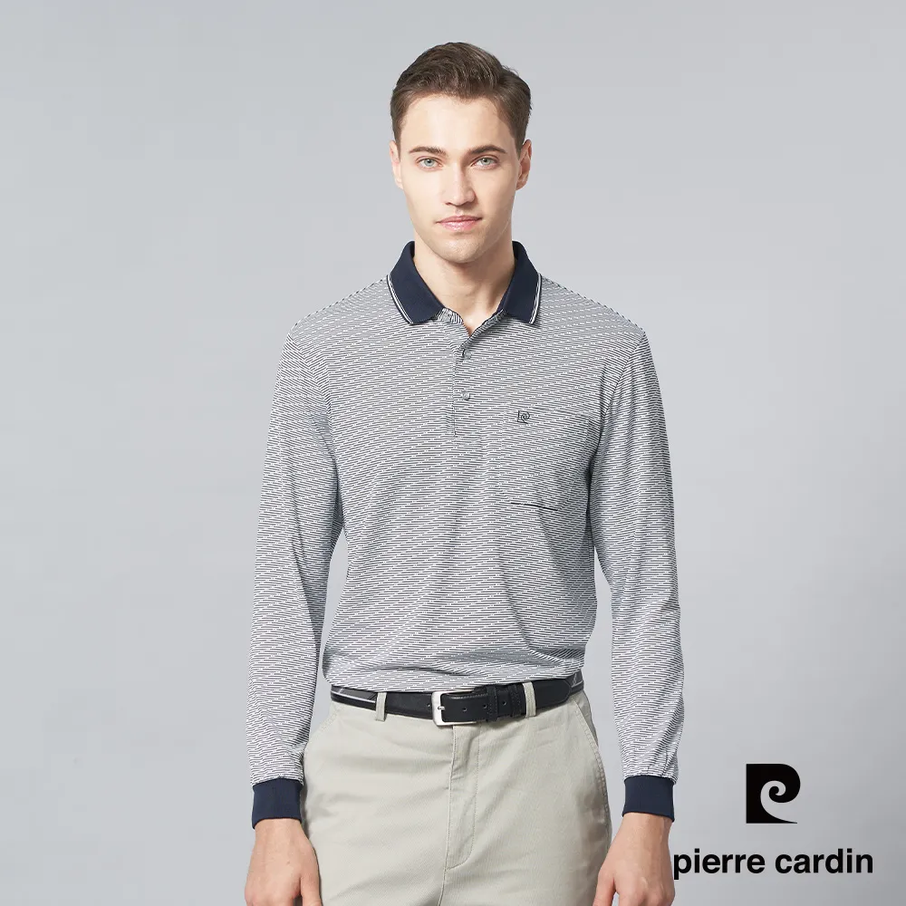 【pierre cardin 皮爾卡登】男裝 吸濕速乾微彈性小菱格緹花長袖POLO衫-天藍色 (7245262-35) 歷史價格詳細信息