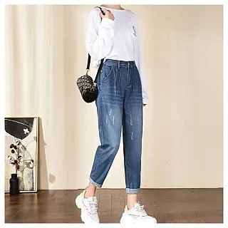 AKARA 顯瘦涼感冰絲牛仔藍九分褲 歷史價格詳細信息