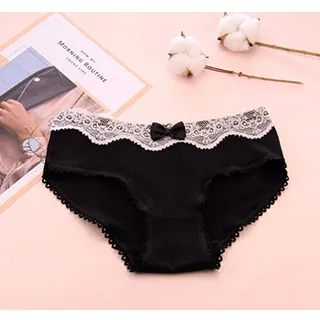 (多色)【Secret Garden】蕾絲中滾邊蝴蝶結全棉少淑女中低腰內褲SG2802 歷史價格詳細信息