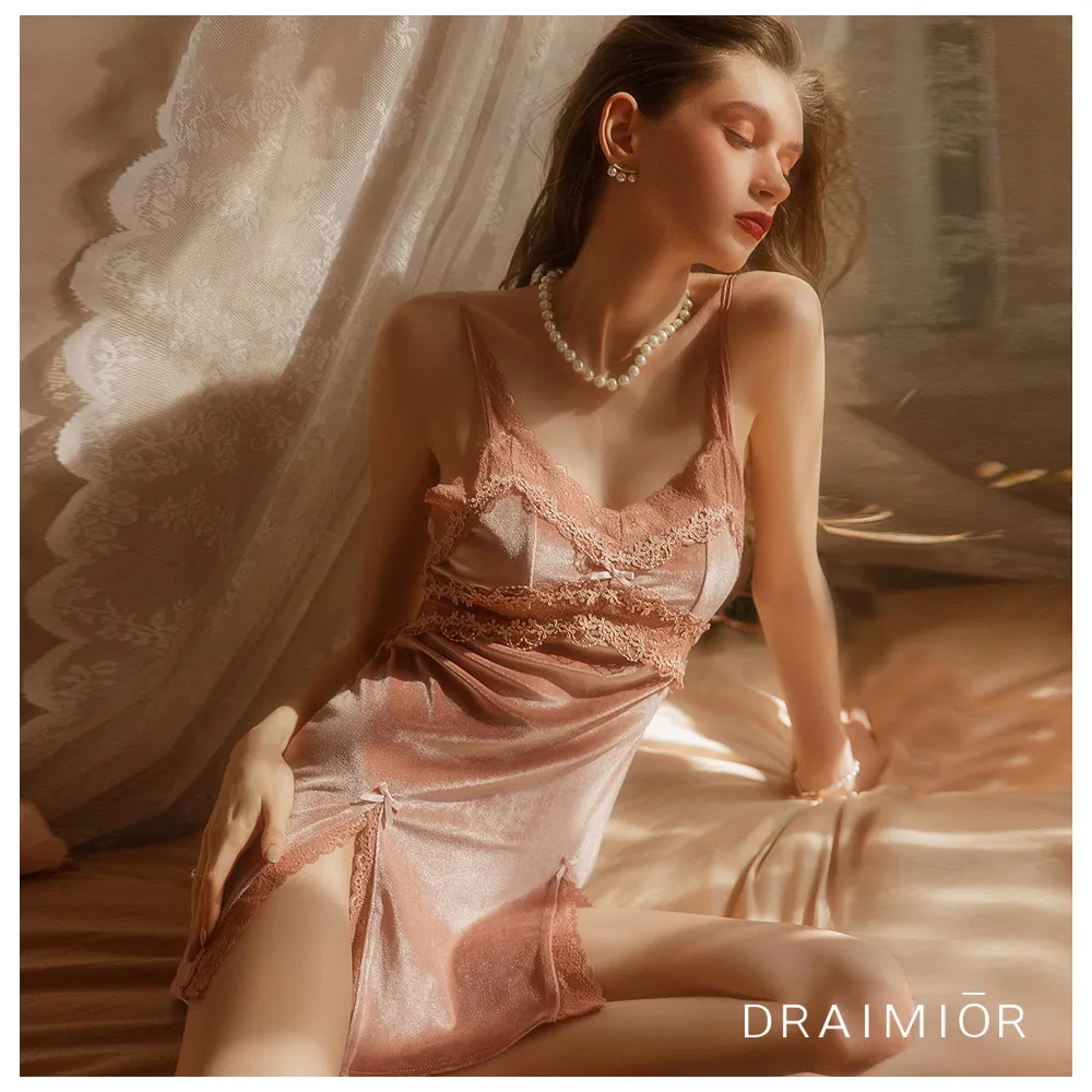 久慕雅黛 DRAIMIOR優雅蕾絲甜美肚兜睡衣。白 歷史價格詳細信息