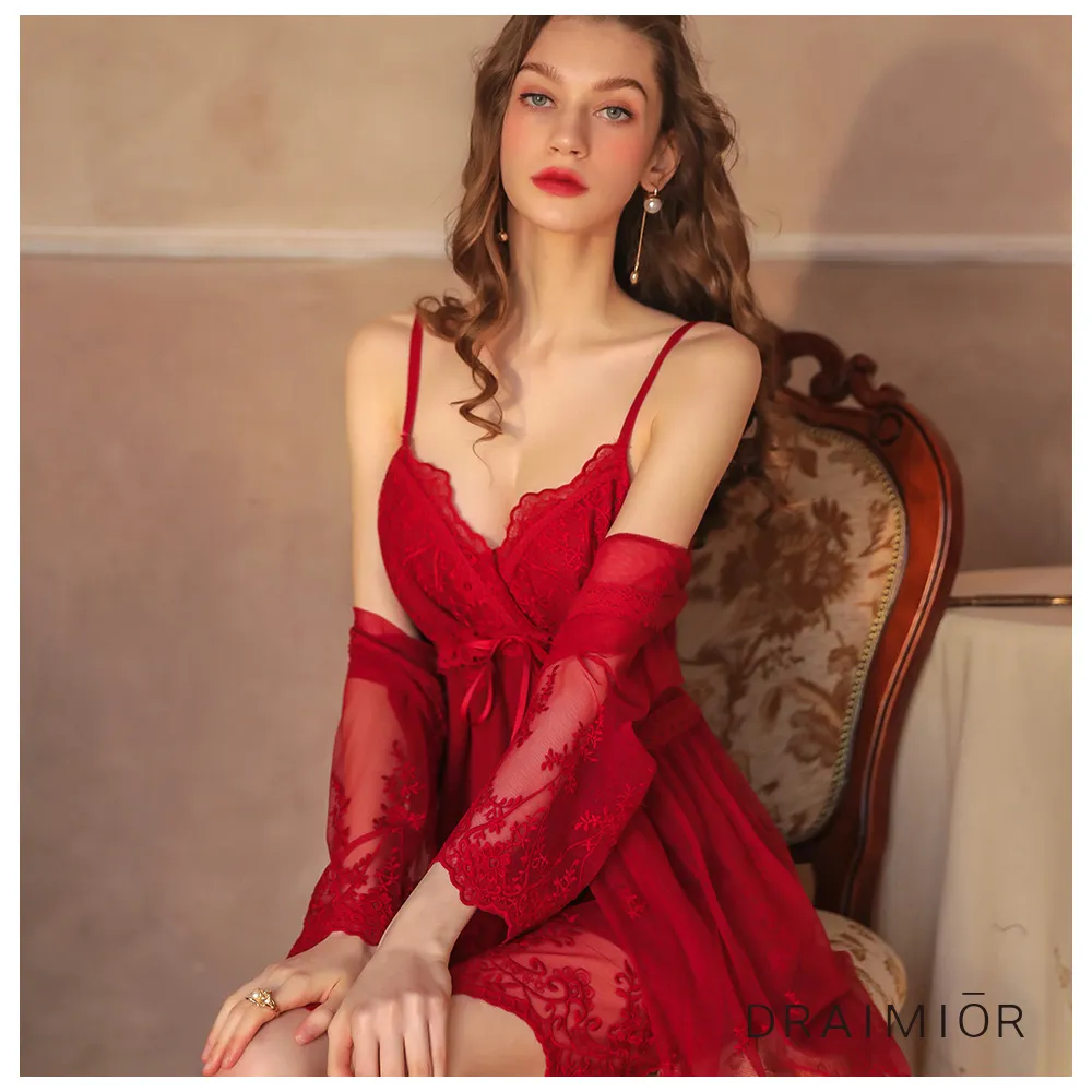 久慕雅黛 DRAIMIOR雙色蕾絲花邊短褲睡衣套裝。藍色 歷史價格詳細信息