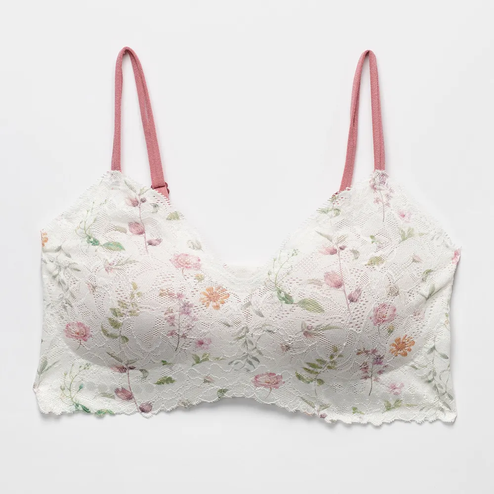 華歌爾-GOCOCI  M-L無鋼圈內衣(印花白) 蕾絲款-套穿式無痕親膚-NB9695IV 歷史價格詳細信息