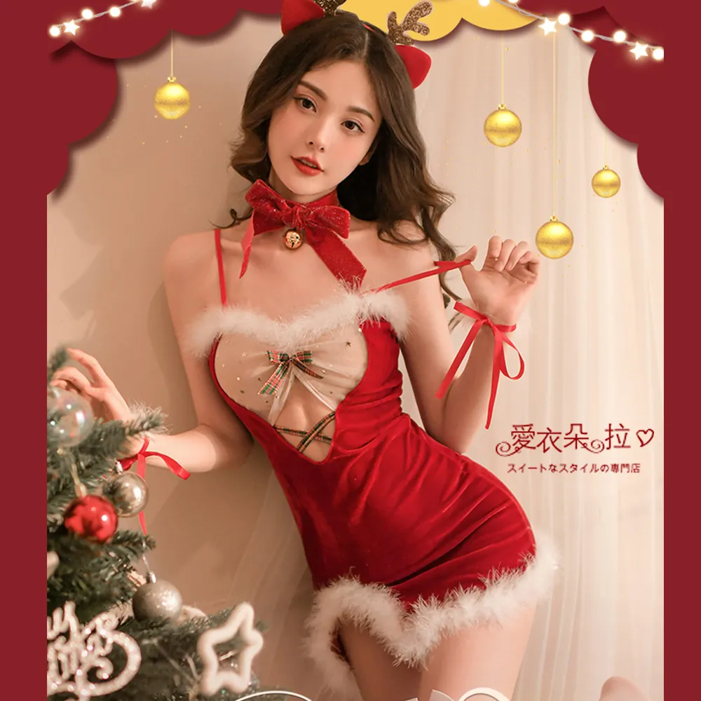 【愛衣朵拉】紅色洋裝情趣睡衣 情人節禮物 性感綁帶內衣(附送頭飾/小披肩) 歷史價格詳細信息