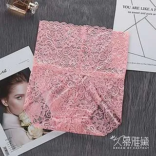 久慕雅黛 柔軟彈力舒適高腰蕾絲鏤空內褲。紅色 歷史價格詳細信息