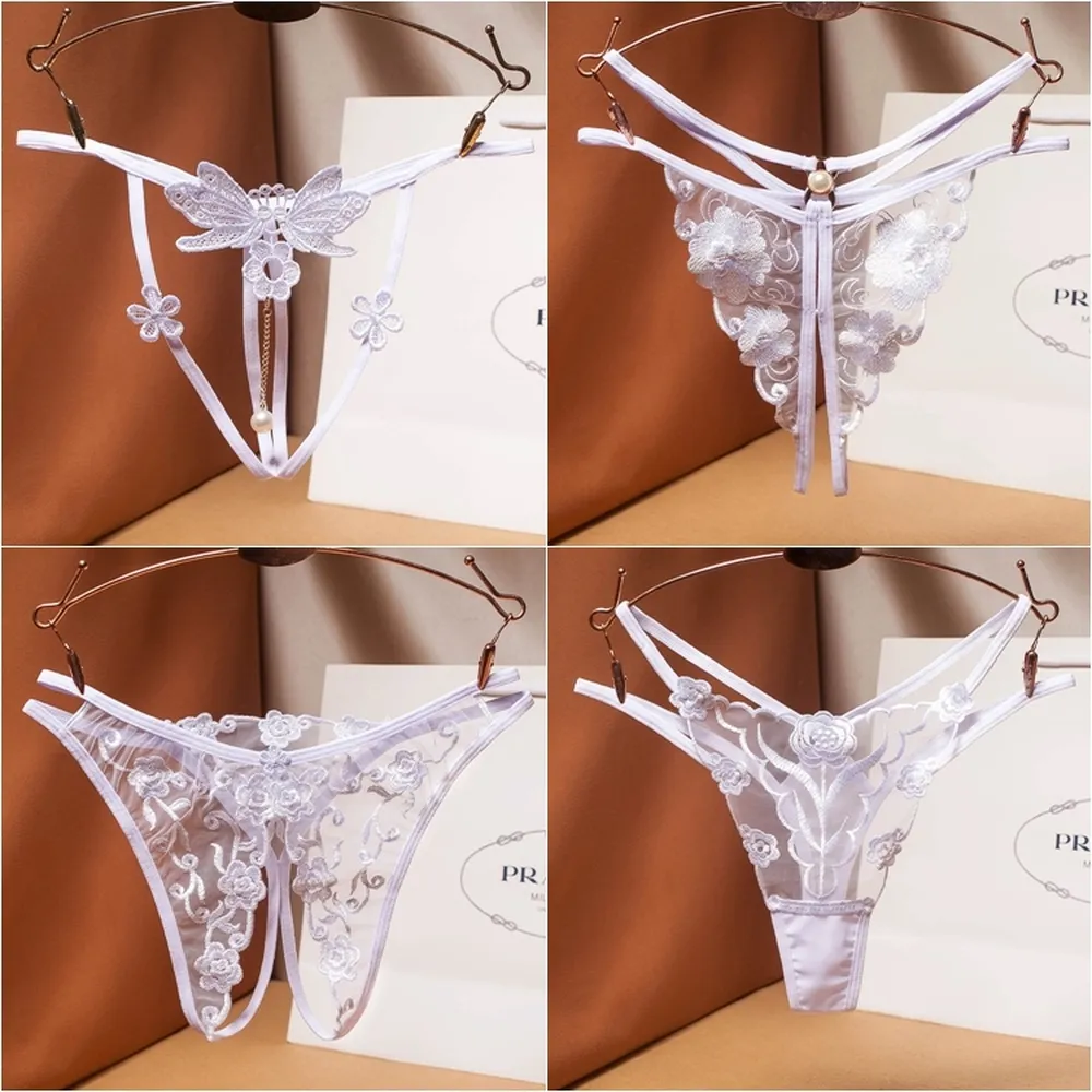 《小女人18+》想入非非 輕奢水溶蕾絲刺繡低腰開檔情趣T褲丁字褲-挑逗黑 歷史價格詳細信息