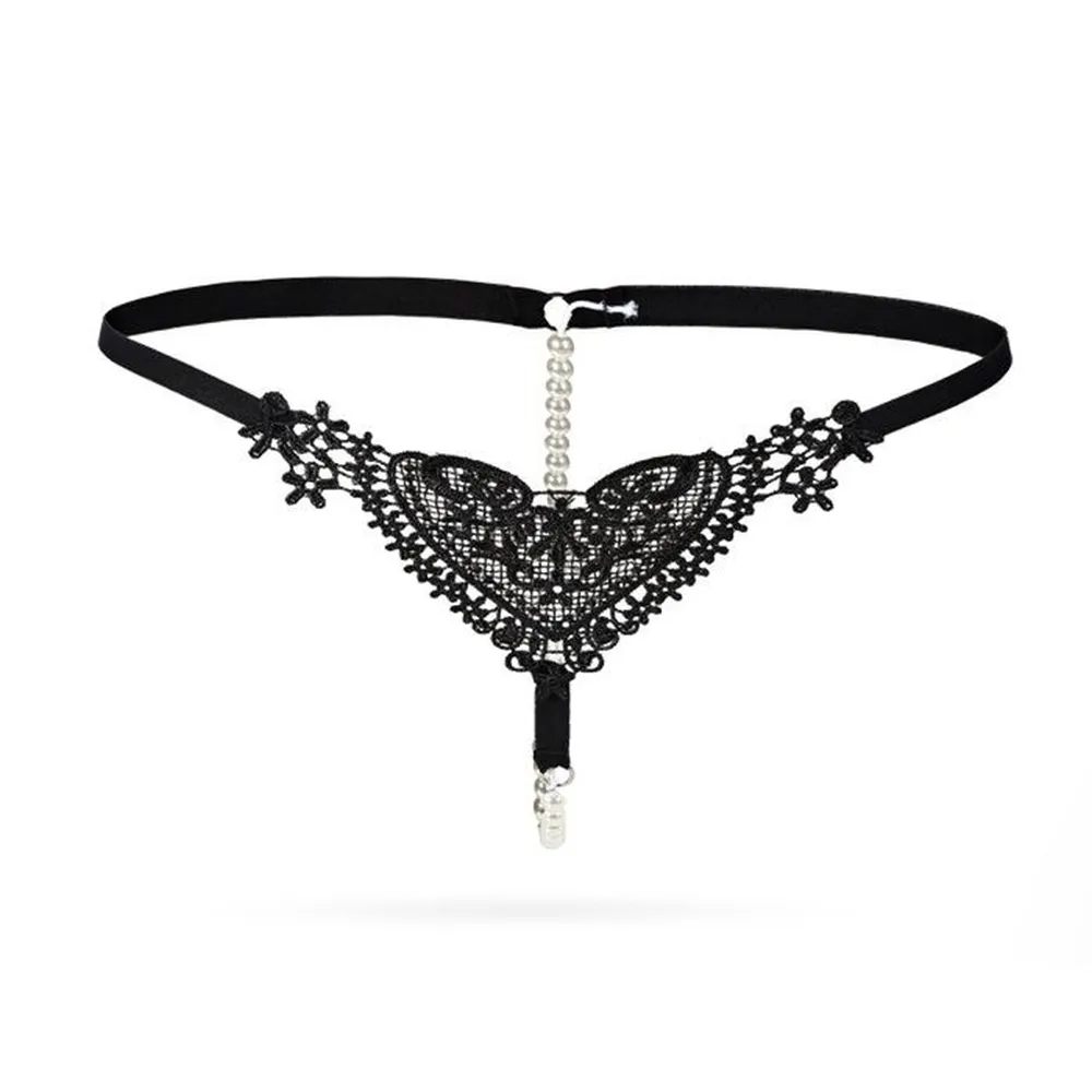 《女人香》愛心刺繡珍珠情趣丁字褲-神秘黑 歷史價格詳細信息