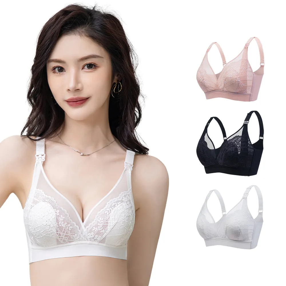 蕾絲內衣 無鋼圈薄杯哺乳內衣 上開扣寬邊孕婦內衣 歷史價格詳細信息