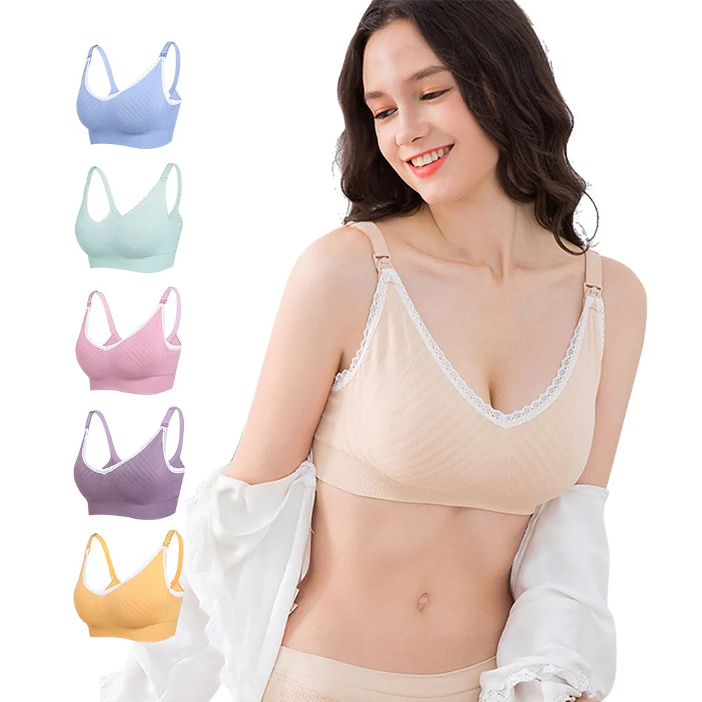 孕婦哺乳文胸前開扣哺乳內衣孕期胸罩薄款純棉聚攏無鋼圈DE大罩杯 歷史價格詳細信息