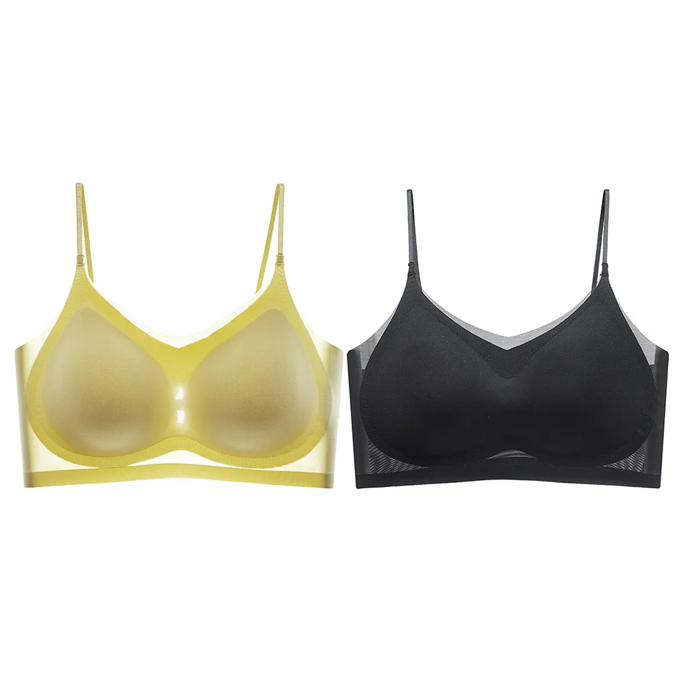 【CS22】無肩帶無鋼圈冰絲平口內衣S-XL(2件/入) 歷史價格詳細信息