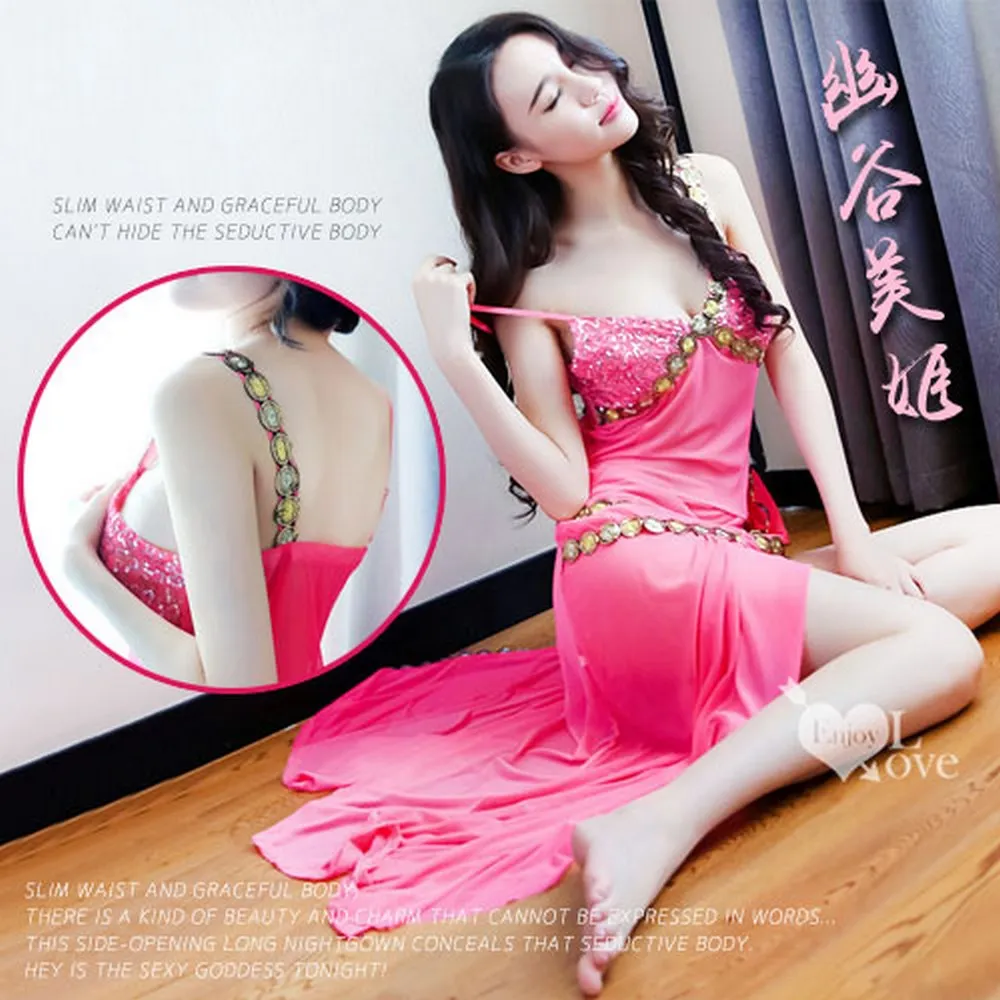 民族風網紗薄紗大腿側開襟長睡裙❤附丁字褲 情趣睡衣 情趣內衣 性感睡衣 性感內衣 531161 歷史價格詳細信息