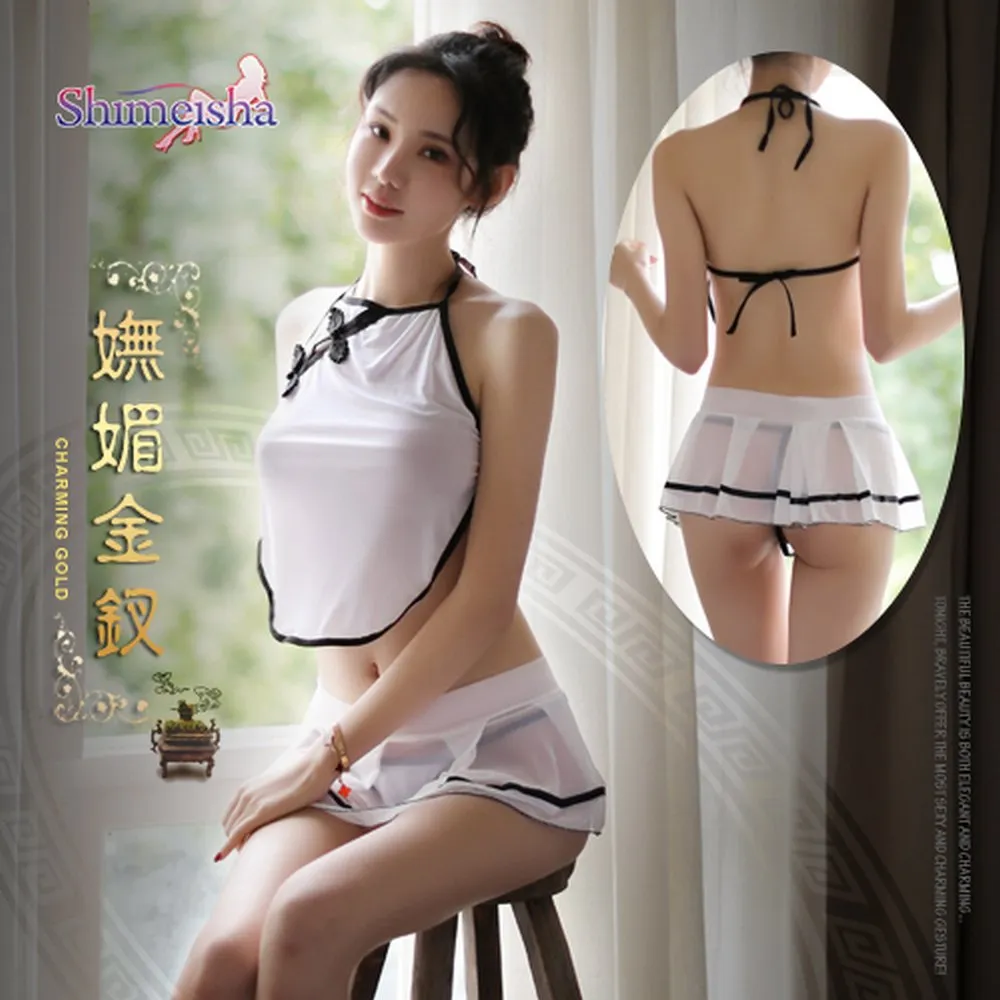 嫵媚薄透網紗肚兜睡衣【肚兜上衣+短裙+丁字褲】情趣睡衣 情趣內衣 性感睡衣 性感內衣 情人節禮物 交換禮物 531461 歷史價格詳細信息