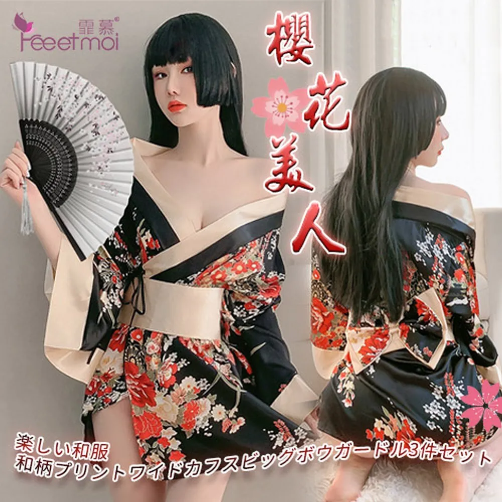 情趣和服！日系印花寬袖口大蝴蝶結腰封三件組 情趣夢天堂 情趣用品 台灣現貨 快速出貨 歷史價格詳細信息