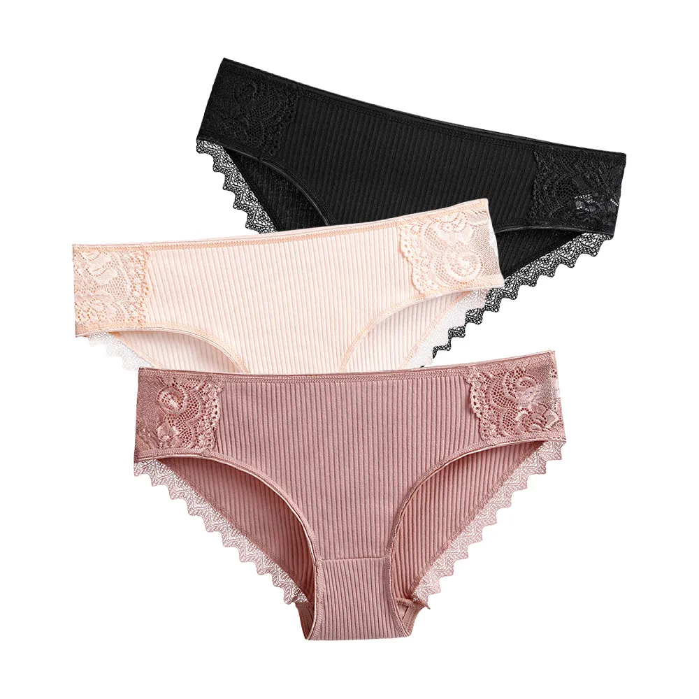 【Mesenfants】3入-超薄透氣網紗低腰三角褲 性感蕾絲內褲 歷史價格詳細信息