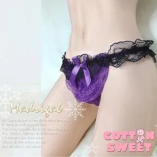 丁字褲 甜蜜花結 性感蕾絲半透三角美臀內褲(酒紅F) AngelHoney天使霓裳 歷史價格詳細信息