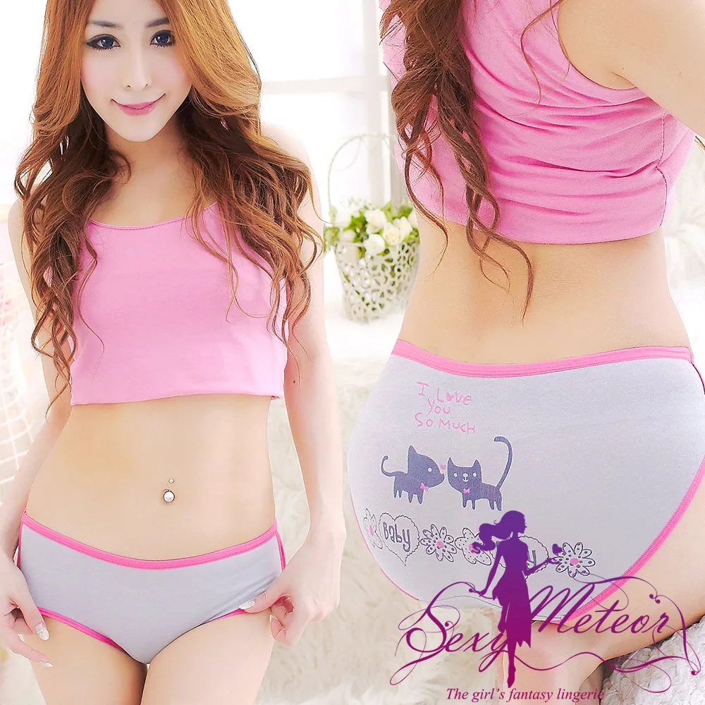 Sexy Meteor A1721全尺碼-俏麗萌感貓貓純棉低腰三角內褲(簡約灰) 歷史價格詳細信息