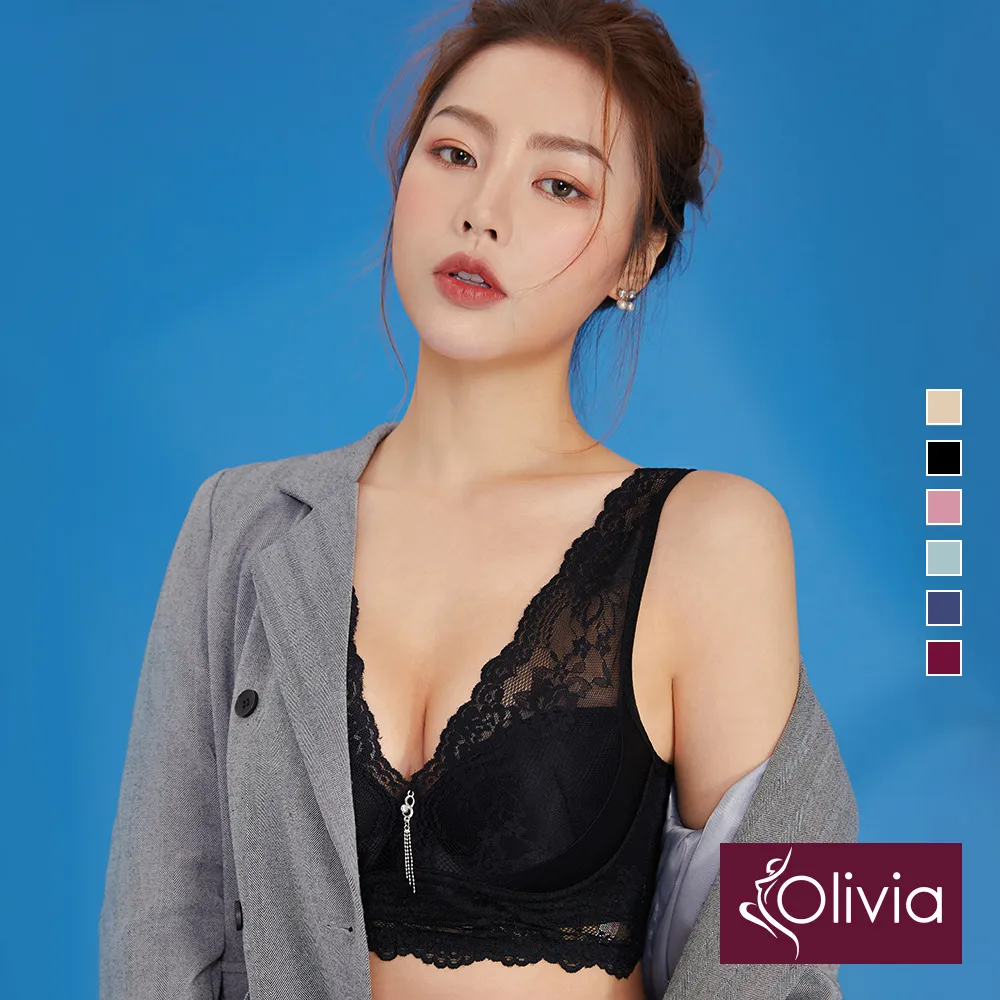 【Olivia】無鋼圈透膚輕柔蕾絲包覆內衣-寶藍色 歷史價格詳細信息