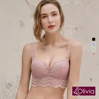 Olivia【舒冉系列-波斯頓蕨】無鋼圈蕾絲馬甲花邊內衣-綠色 歷史價格詳細信息