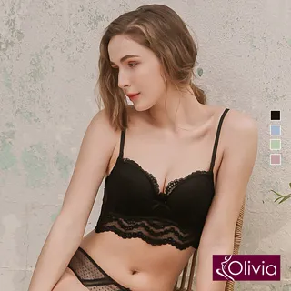 Olivia【舒冉系列-波斯頓蕨】無鋼圈蕾絲馬甲花邊內衣-綠色 歷史價格詳細信息