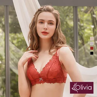 Olivia【舒冉系列-山茶花】無鋼圈花賞蕾絲集中內衣-灰藍色 歷史價格詳細信息