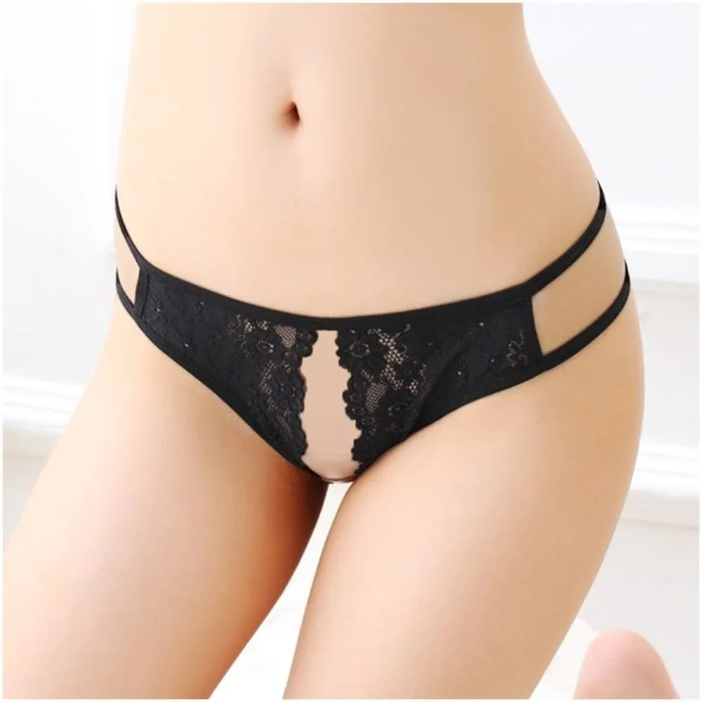 情趣內褲 前開口含珠性感丁字褲 黑色蕾絲內褲 歷史價格詳細信息