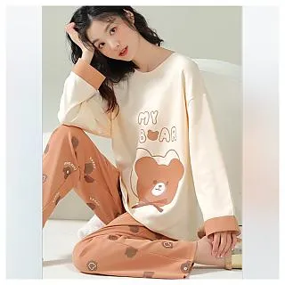 SCL促銷 熊布丁 秋冬睡衣 長袖褲 中大尺碼 居家睡衣長袖褲套裝 23614 歷史價格詳細信息