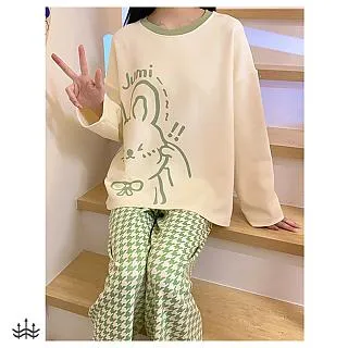 長袖居家睡衣 兔兔可愛 二件式睡衣 休閒居家服 睡衣套裝 (F號) AngelHoney天使霓裳 歷史價格詳細信息