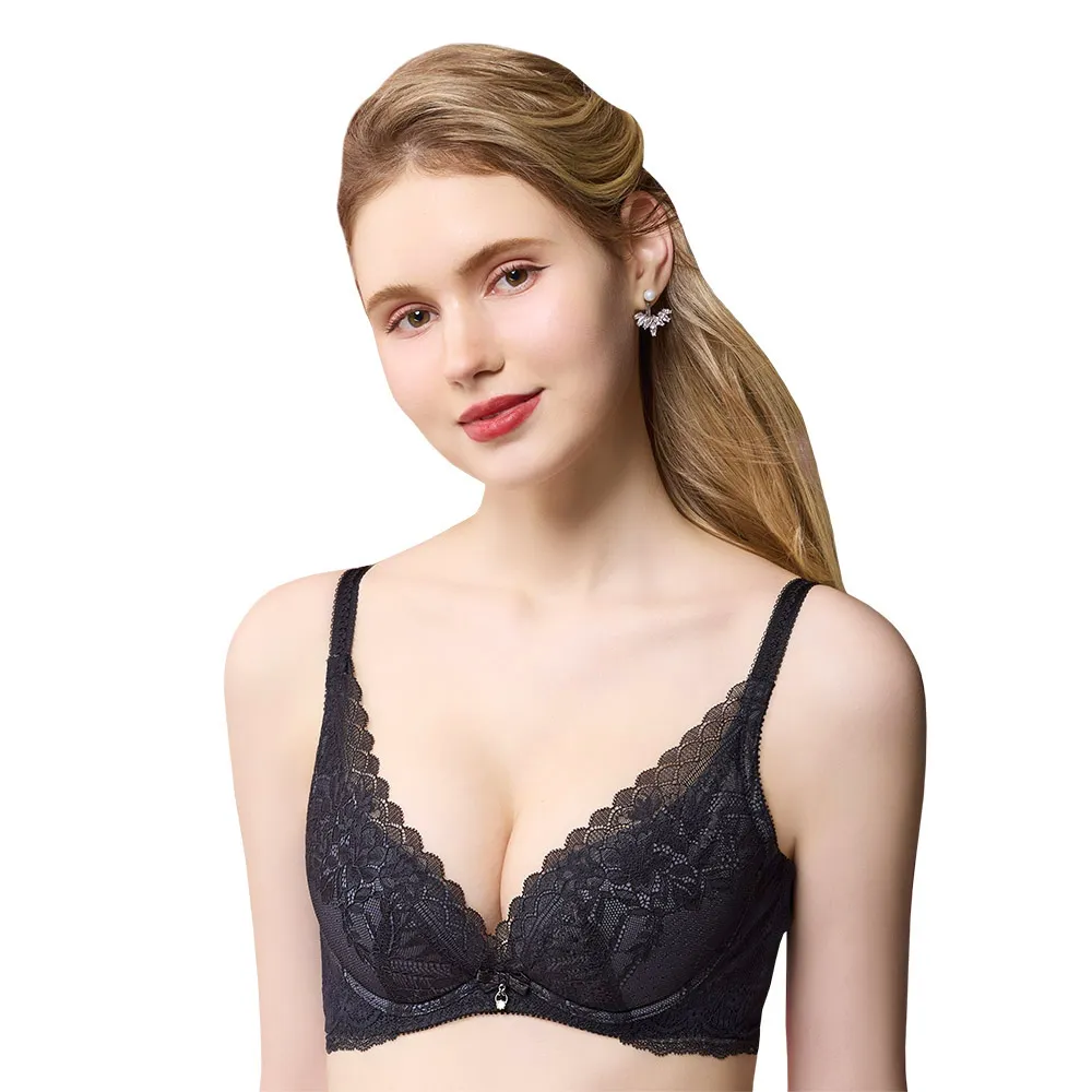 【思薇爾】撩波薔薇天使系列B-E罩抗菌蕾絲集中包覆女內衣(花青藍) 歷史價格詳細信息