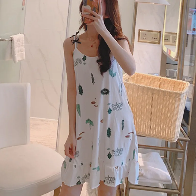 【Secret Lover】(帶胸墊)甜美棉質居家服吊帶睡裙_米色柚子Mix 歷史價格詳細信息