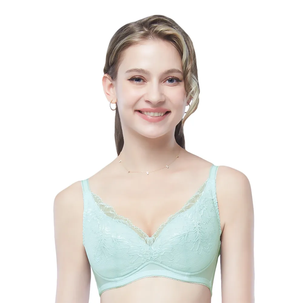 【思薇爾】幸芙Bra系列B-E罩無鋼圈模杯蕾絲集中包覆女內衣(冰雪綠) 歷史價格詳細信息