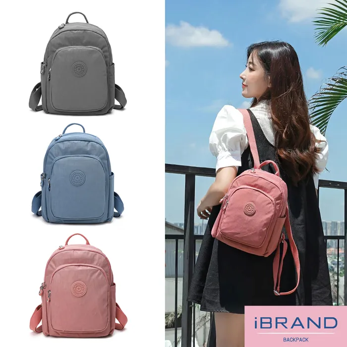 iBrand 韓風撞色百搭尼龍磁釦後背包-紅 歷史價格詳細信息