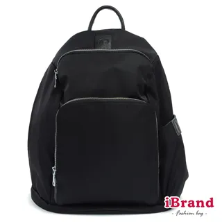 iBrand 時尚Simply百搭輕盈簡約大口袋後背包-黑色 歷史價格詳細信息