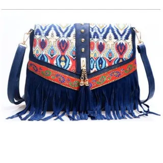 GIFT-藏藍色-民族風流蘇單肩斜挎包 價格比較,價格查詢,歷史價格詳細信息