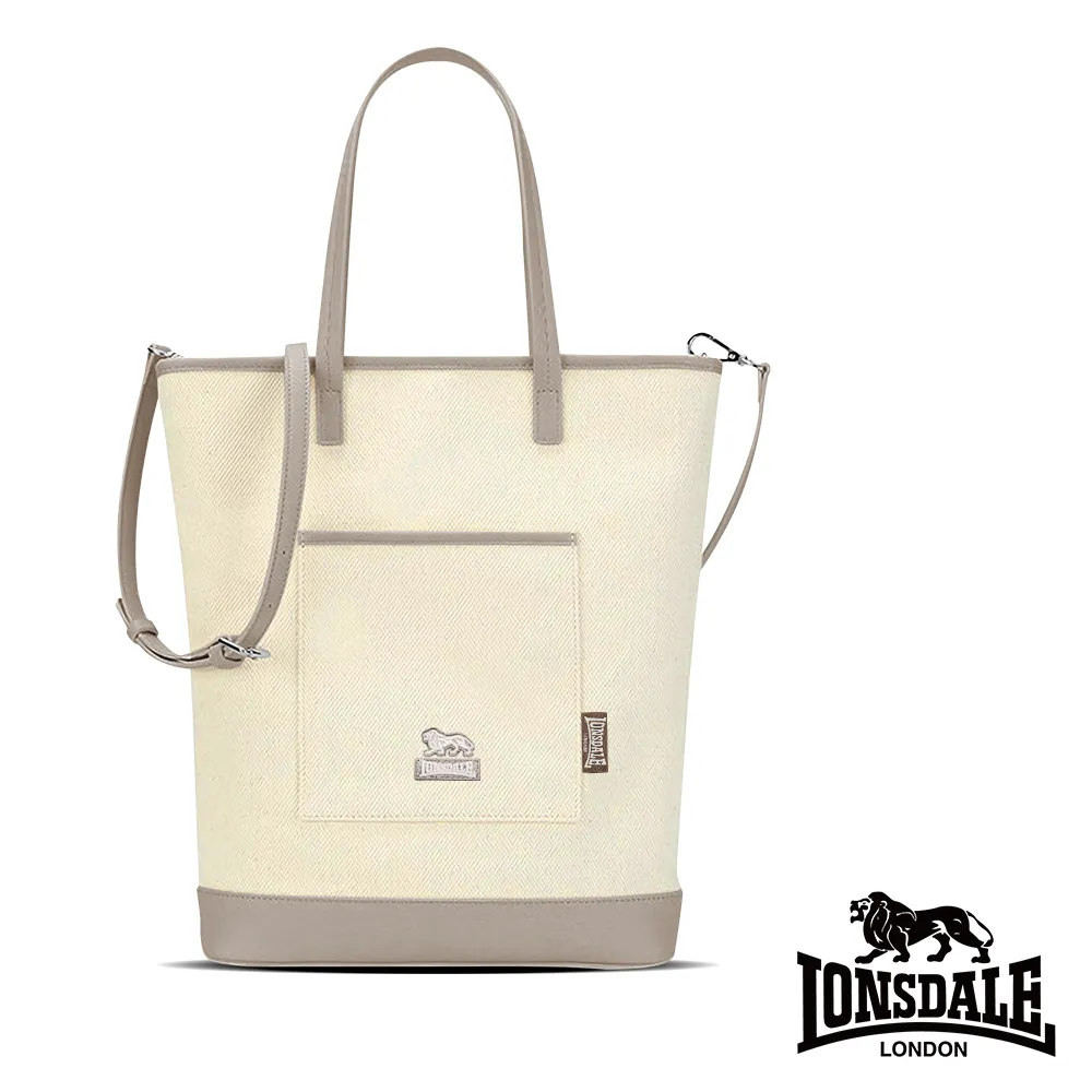 【LONSDALE 英國小獅】帆布皮革飾邊束口水桶包 LD1324-鵝黃 歷史價格詳細信息