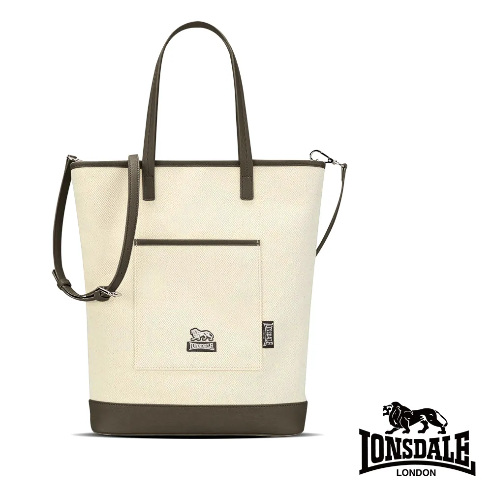 【LONSDALE 英國小獅】帆布皮革飾邊束口水桶包 LD1324-鵝黃 歷史價格詳細信息