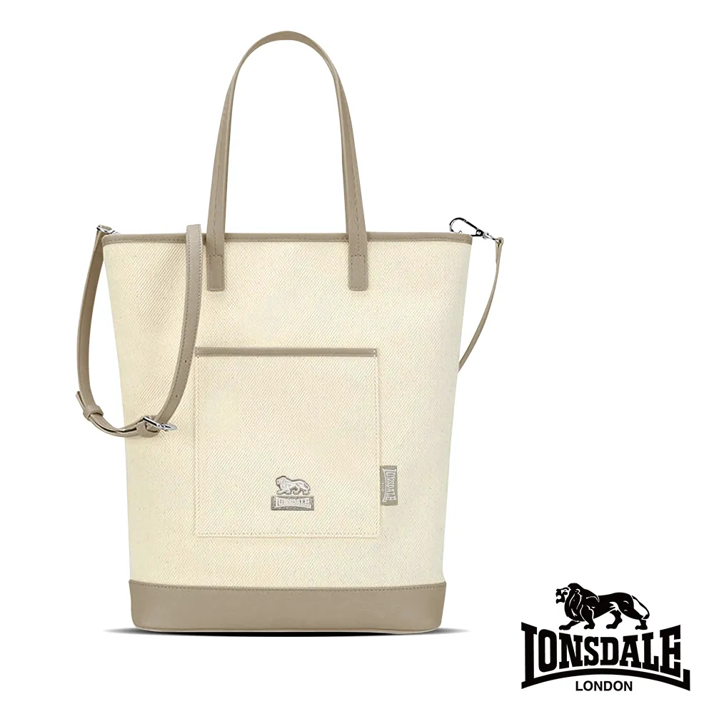【LONSDALE 英國小獅】帆布皮革飾邊束口水桶包 LD1324-鵝黃 歷史價格詳細信息