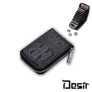 【Desir】鱷魚紋真皮拉鍊零錢風琴12卡包 歷史價格詳細信息
