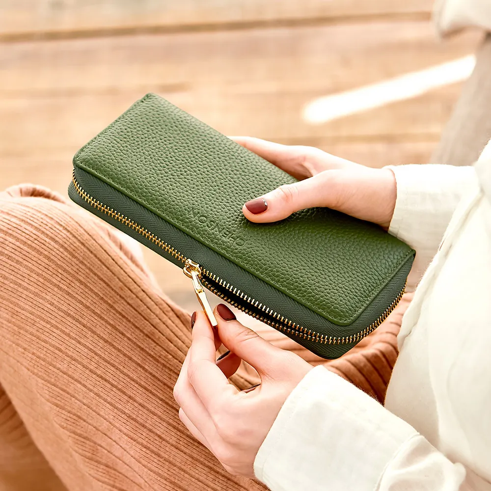 CHENSON真皮 三夾層鑰匙包零錢包(送手腕帶) 豆沙紫(W00158-U) 歷史價格詳細信息