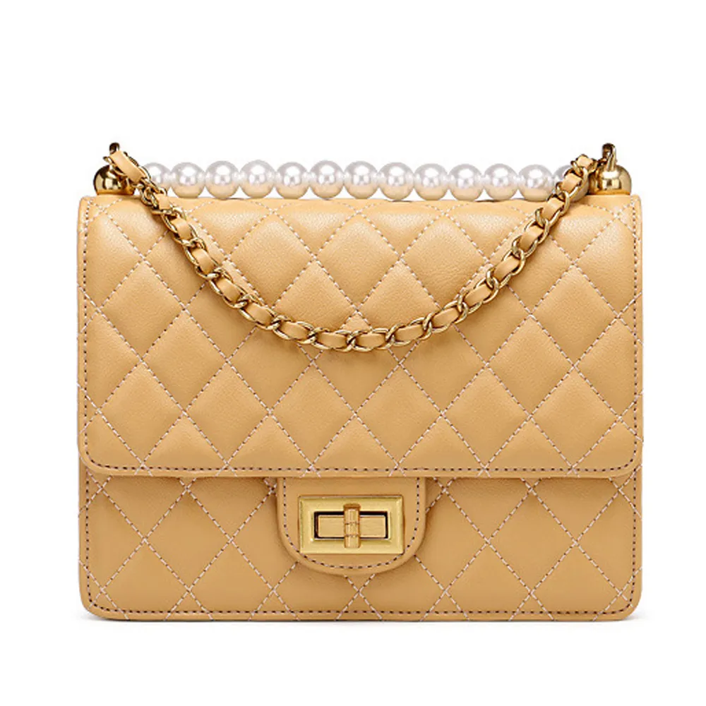 【Sp house】方格拼貼簡約百搭隨身皮革側肩背包(4色可選) 歷史價格詳細信息