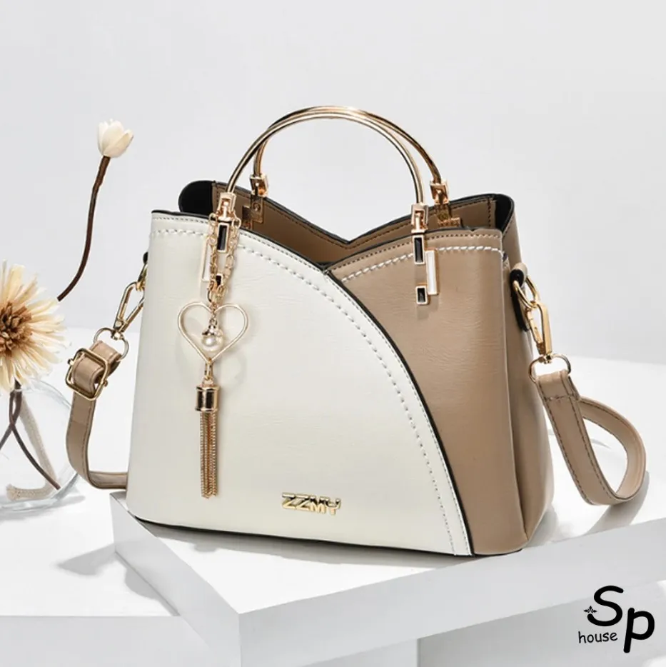 【Sp house】愛心金扣甜美馬鞍真皮肩背小方包 歷史價格詳細信息