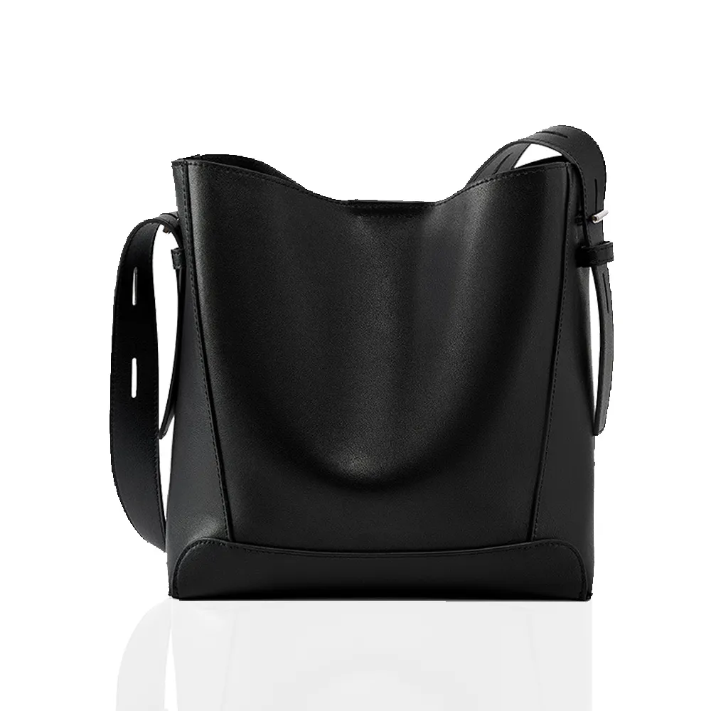 Ikary 伊卡柔-真牛皮復古皮革大容量簡約通勤水桶包/肩背/斜背兩用包773 歷史價格詳細信息